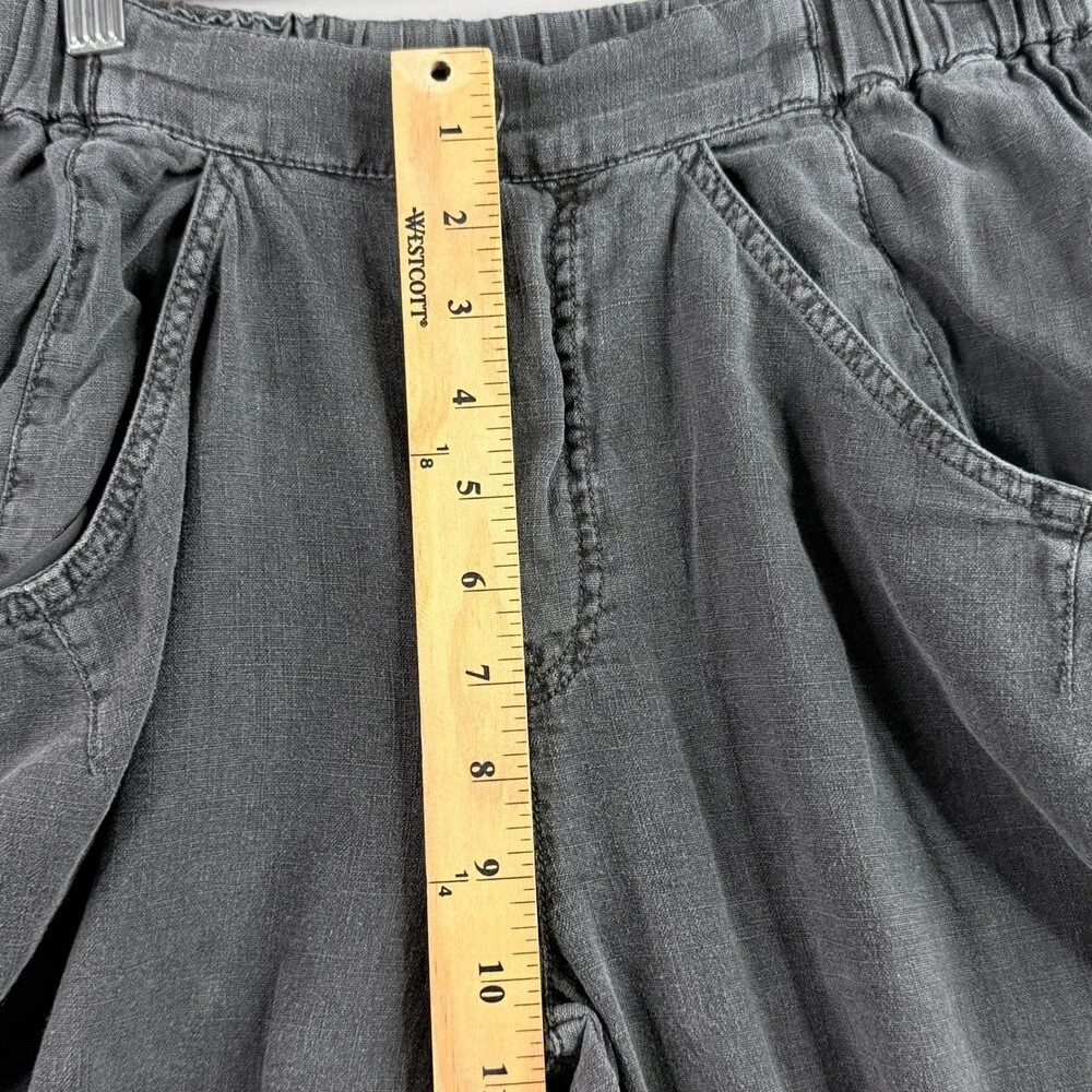 Free People High Road Barrel Pants Womens XS Charcoal Gray Linen Blend Boho